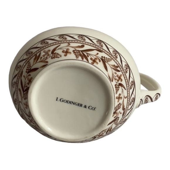 Vintage Pitcher I Godinger & Co Beige Brown Floral Band Glazed Ceramic Pottery - Picture 5 of 5